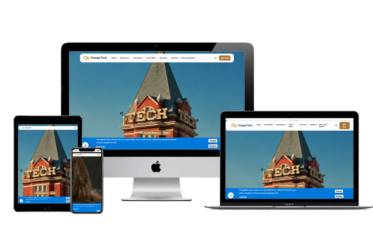 Georgia Tech academic department website after modernization